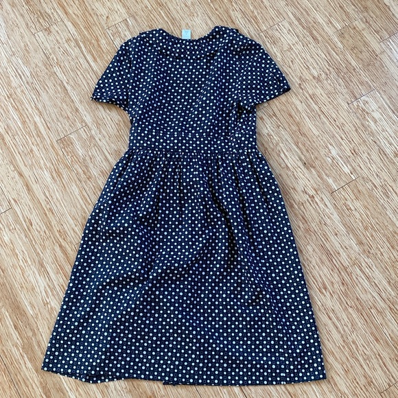 J.Crew cream Polka dot black midi silk wrap front dress - Picture 7 of 9